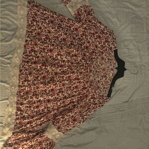 Hollister Floral Red and Cream Top